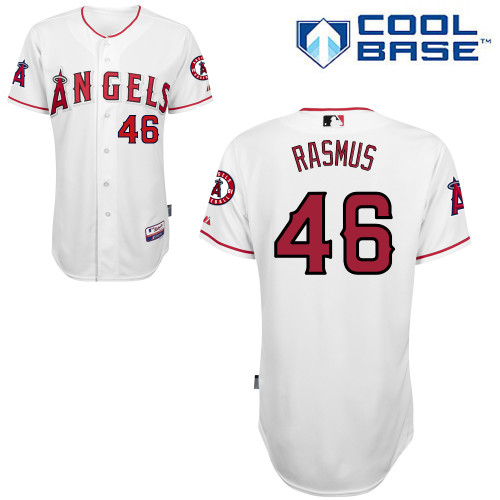 Cory Rasmus #46 MLB Jersey-Los Angeles Angels of Anaheim Men's Authentic Home White Cool Base Baseball Jersey